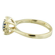 0.72 Carat Sapphire 14K Yellow Gold Diamond Ring - Fashion Strada