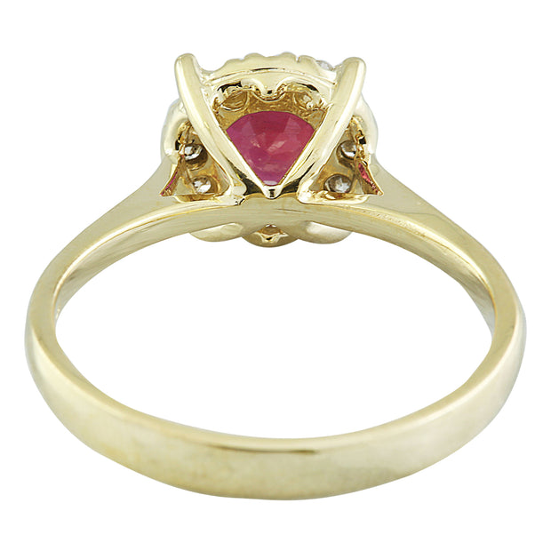0.72 Carat Ruby 14K Yellow Gold Diamond Ring - Fashion Strada