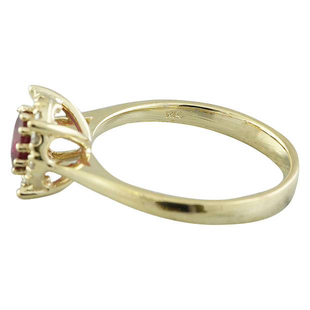 0.72 Carat Ruby 14K Yellow Gold Diamond Ring - Fashion Strada