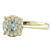 0.72 Carat Aquamarine 14K Yellow Gold Diamond Ring - Fashion Strada