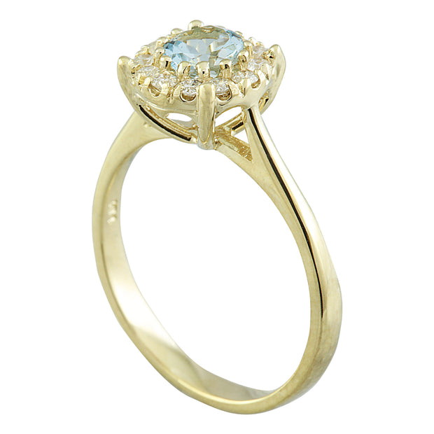 0.72 Carat Aquamarine 14K Yellow Gold Diamond Ring - Fashion Strada