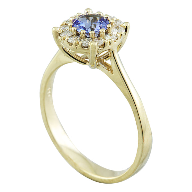 0.72 Carat Tanzanite 14K Yellow Gold Diamond ring - Fashion Strada