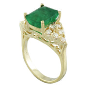 3.32 Carat Emerald 14K Yellow Gold Diamond Ring - Fashion Strada