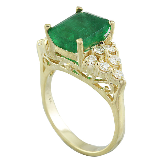 3.32 Carat Emerald 14K Yellow Gold Diamond Ring - Fashion Strada