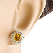 3.65 Carat Citrine 14K White Gold Diamond Earrings - Fashion Strada