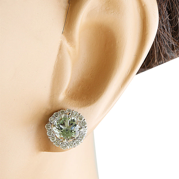 3.66 Carat Aquamarine 14K White Gold Diamond Earrings - Fashion Strada