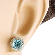 3.65 Carat Topaz 14K White Gold Diamond Earrings - Fashion Strada