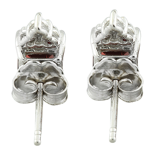2.65 Carat Garnet 14K White Gold Diamond Earrings - Fashion Strada