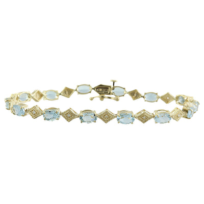 8.50 Carat Aquamarine 14K Yellow Gold Diamond Bracelet - Fashion Strada