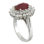 3.54 Carat Ruby 14K White Gold Diamond Ring - Fashion Strada