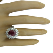 3.54 Carat Ruby 14K White Gold Diamond Ring - Fashion Strada