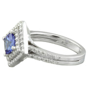 2.00 Carat Tanzanite 18K White Gold Diamond Ring - Fashion Strada