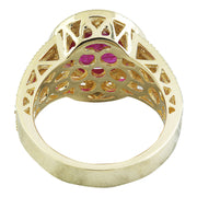 3.70 Carat Ruby 14K Yellow Gold Diamond Ring - Fashion Strada