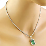 8.53 Carat Emerald 18K White Gold Diamond Necklace - Fashion Strada