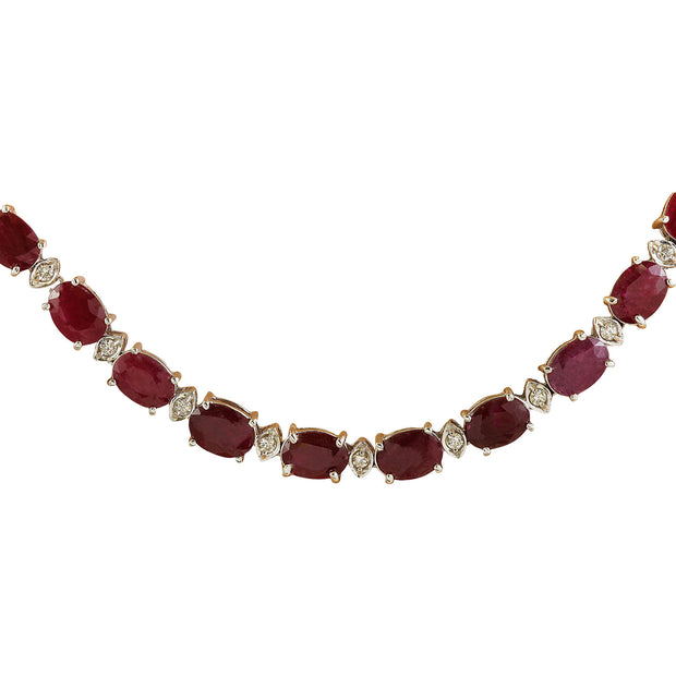 46.80 Carat Ruby 14K White Gold Diamond Necklace - Fashion Strada