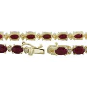 11.95 Carat Ruby 14K Yellow Gold Diamond Bracelet - Fashion Strada