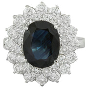 4.97 Carat Sapphire 14K White Gold Siamond Ring - Fashion Strada