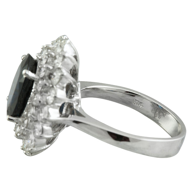 4.97 Carat Sapphire 14K White Gold Siamond Ring - Fashion Strada