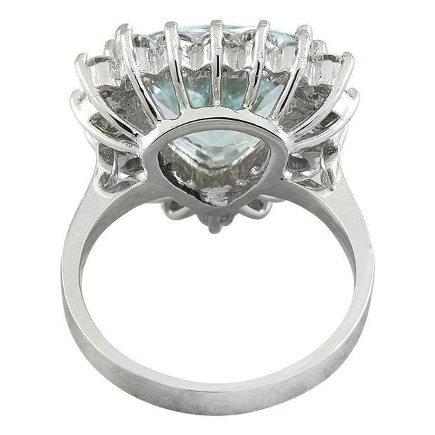 7.12 Carat Aquamarine 14K White Gold Diamond Ring - Fashion Strada