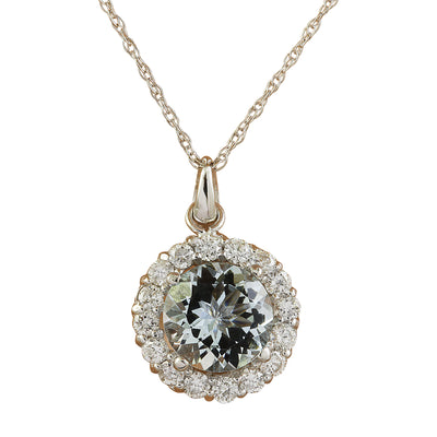 1.82 Carat Aquamarine 14K White Gold Diamond Necklace - Fashion Strada