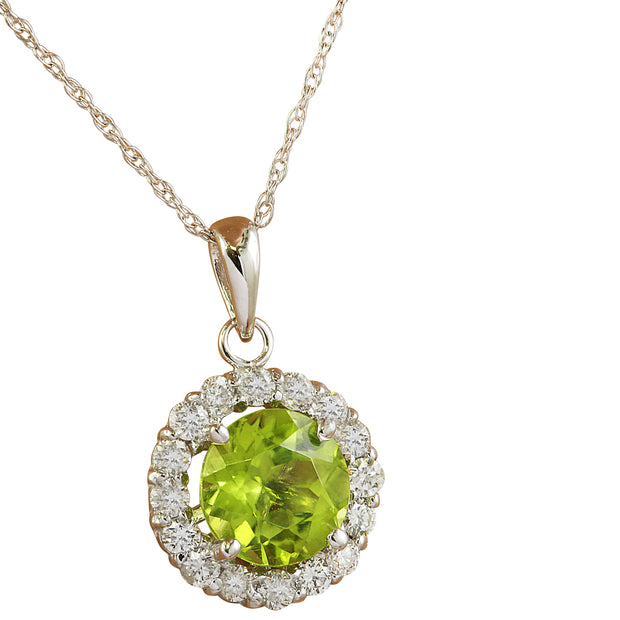 1.82 Carat Peridot 14K White Gold Diamond Necklace - Fashion Strada