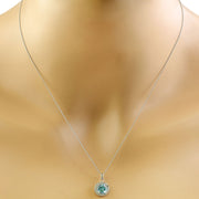 1.82 Carat Topaz 14K White Gold Diamond Necklace - Fashion Strada