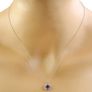 1.82 Carat Amethyst 14K White Gold Diamond Necklace - Fashion Strada