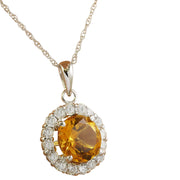1.82 Carat Citrine 14K White Gold Diamond Necklace - Fashion Strada