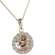 1.82 Carat Morganite 14K White Gold Diamond Necklace - Fashion Strada