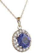 1.82 Carat Tanzanite 14K White Gold Diamond Necklace - Fashion Strada