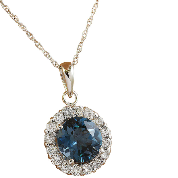 1.82 Carat Topaz 14K White Gold Diamond Necklace - Fashion Strada
