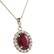 2.00 Carat Ruby 14K White Gold Diamond Necklace - Fashion Strada