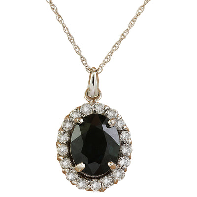 2.00 Carat Sapphire 14K White Gold Diamond Necklace - Fashion Strada