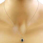 2.00 Carat Sapphire 14K White Gold Diamond Necklace - Fashion Strada