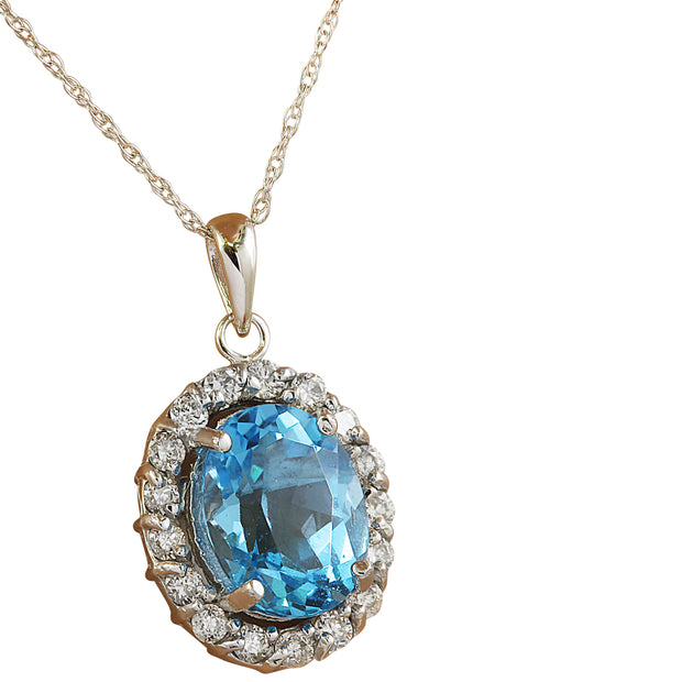 2.00 Carat Topaz 14K White Gold Diamond Necklace - Fashion Strada