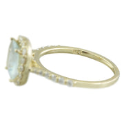 2.50 Carat Aquamarine 14K Yellow Gold Diamond Ring - Fashion Strada