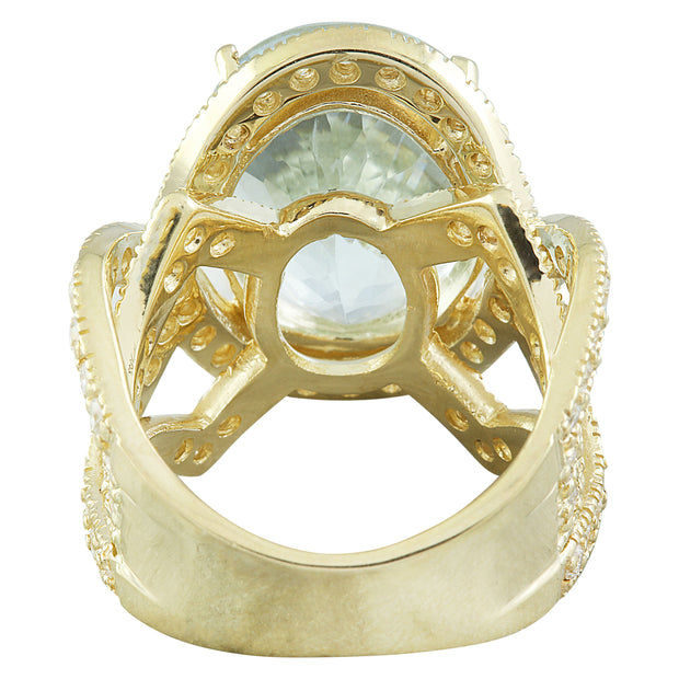12.21 Carat Aquamarine 14K Yellow Gold Diamond Ring - Fashion Strada