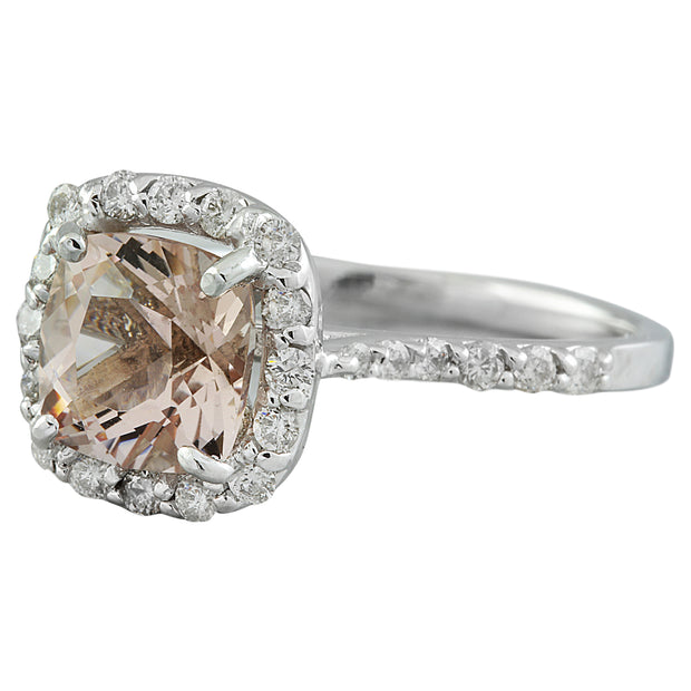 2.00 Carat Morganite 14K White Gold Diamond Ring - Fashion Strada