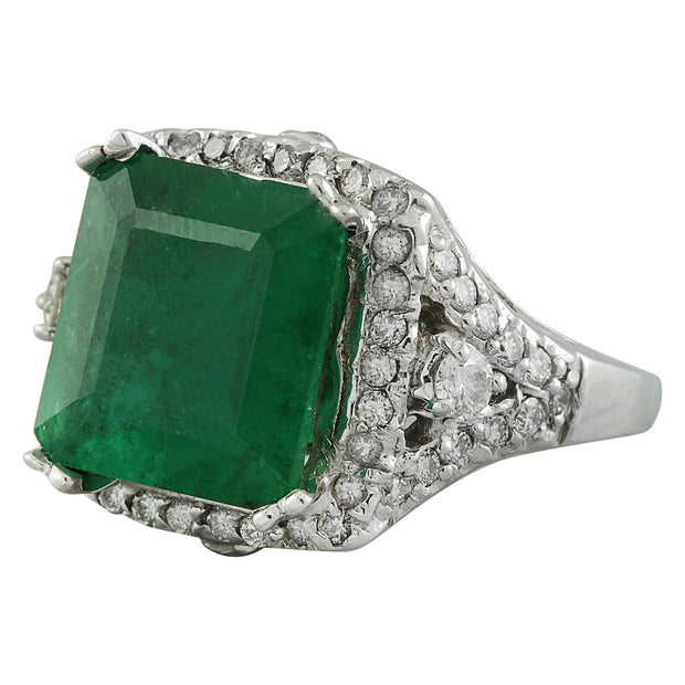 6.48 Carat Emerald 14K White Gold Diamond Ring - Fashion Strada