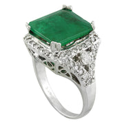 6.48 Carat Emerald 14K White Gold Diamond Ring - Fashion Strada