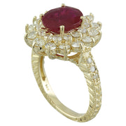 3.30 Carat Ruby 14K Yellow Gold Diamond Ring - Fashion Strada