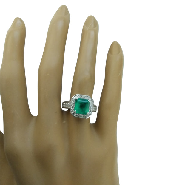 2.85 Carat Emerald 14K White Gold Diamond Ring - Fashion Strada