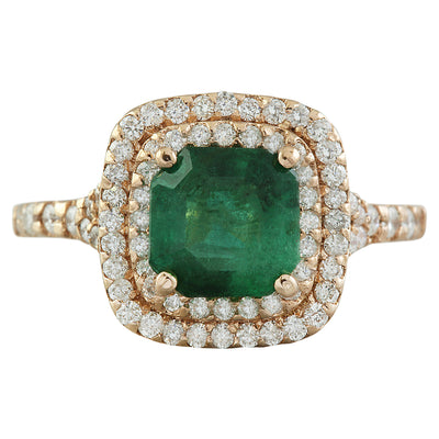 2.25 Carat Emerald 18K Rose Gold Diamond Ring - Fashion Strada
