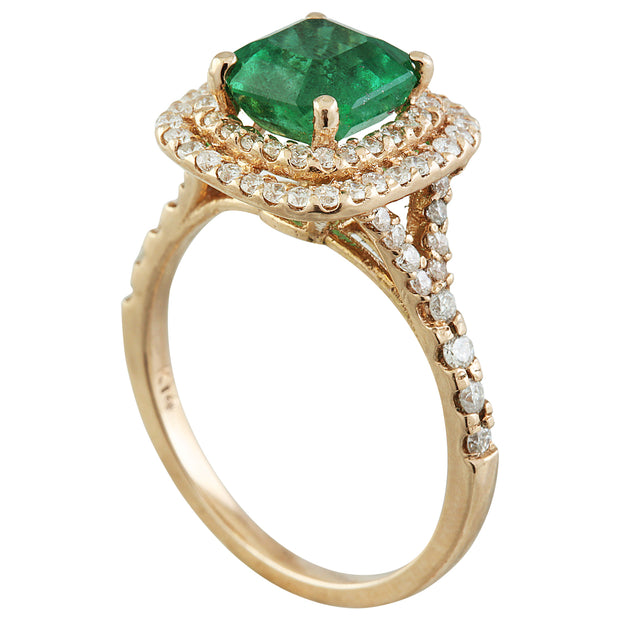 2.25 Carat Emerald 18K Rose Gold Diamond Ring - Fashion Strada