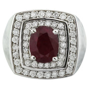 4.30 Carat Ruby 14K White Gold Diamond Ring - Fashion Strada