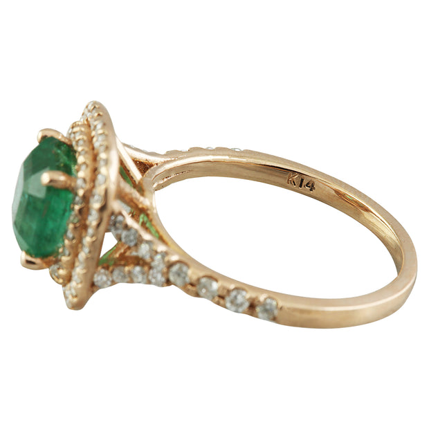 2.25 Carat Emerald 14K Rose Gold Diamond Ring - Fashion Strada