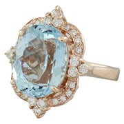 8.25 Carat Aquamarine 14K Rose Gold Diamond Ring - Fashion Strada
