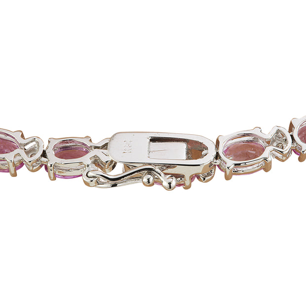 29.13 Carat Pink Sapphire 14K White Gold Diamond Necklace - Fashion Strada