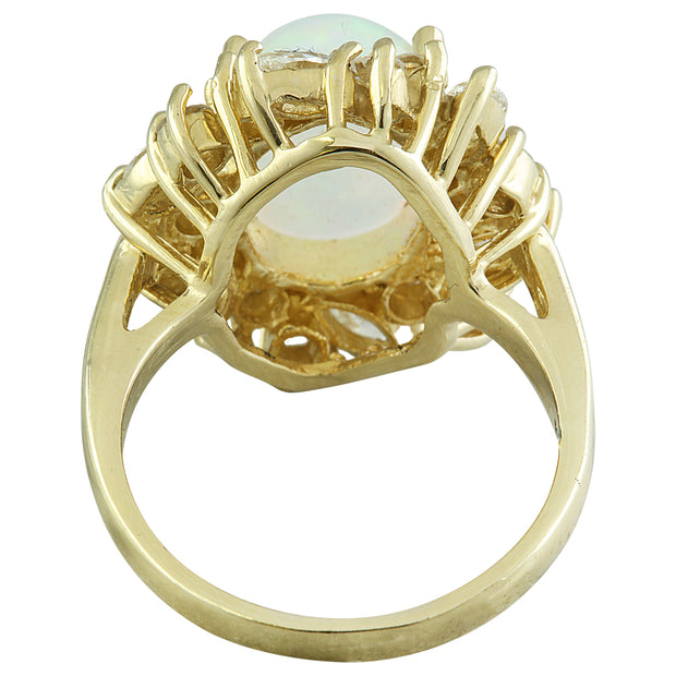 4.95 Carat Opal 14K Yellow Gold Diamond Ring - Fashion Strada