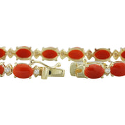 17.47 Carat Coral 14K Yellow Gold Diamond Bracelet - Fashion Strada